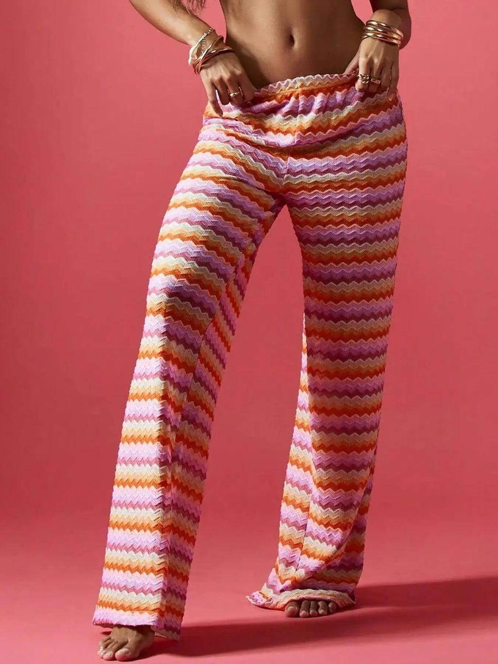 Casual Women Pants Loose Wide Legs Trouser Women's Clothing Home Clothes Homewear Striped Contrast Comfortable All-match Trendy