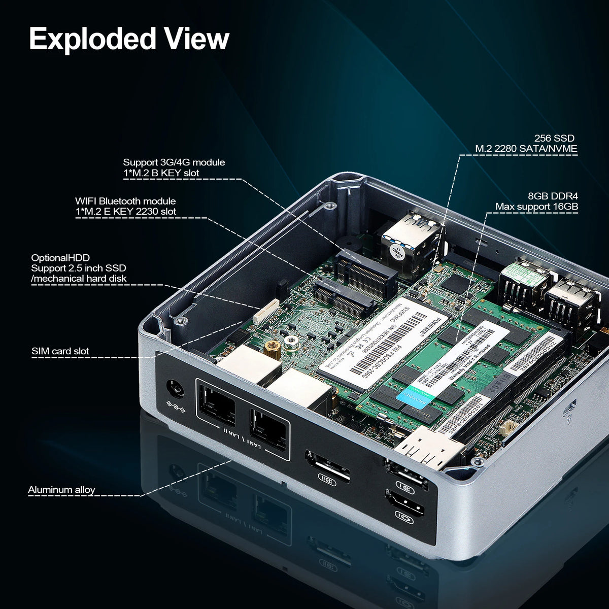 VNOPN Mini PC Intel N100/AMD A9-9420 Win10 DDR4 2LAN HDMI+2*DP Small Pocket Computer Dual SSD Full Function Type-C 4K 60Hz