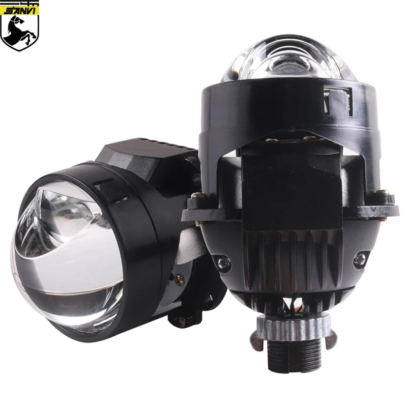 Sanvi Car 2.5'' Bi LED Lenses Hyperboloid Projector Headlights 12V 94W With Angel Eye Mask For H4 H7 9005 9006 Car Accessories