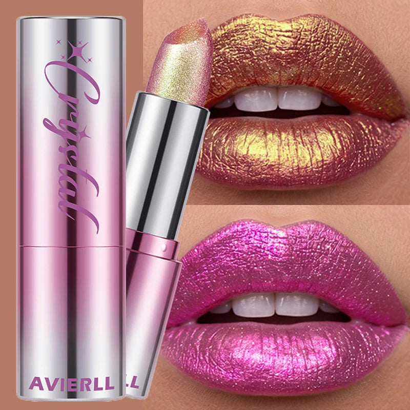 6 Color Metallic Shimmer Lipstick Diamond Pearlescent Pink Glitter Solid Lip Gloss Shiny Gold Lipgloss Lasting Lip Beauty Makeup