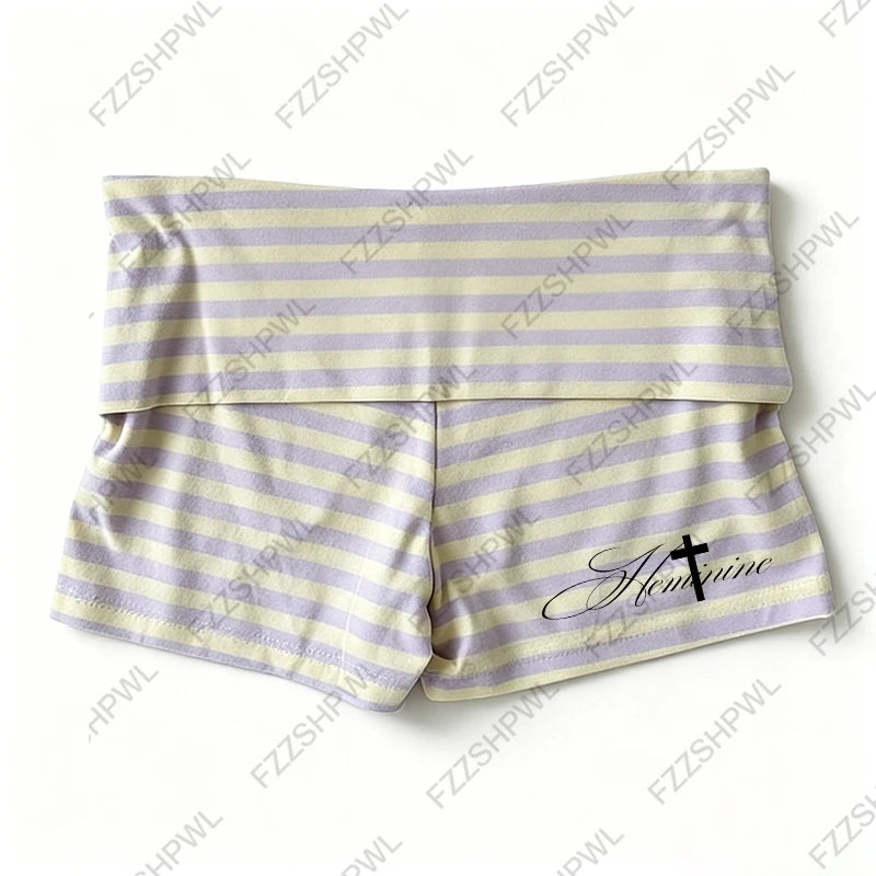 Harajuku Women's Shorts Gothic Geometric Print Striped Aesthetic Y2K Emo Girls high street Chic Casual Fashion American Shorts