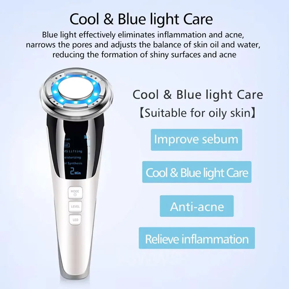 Facial Massager Microcurrent Face Lifting Deep Cleaning Wrinkle Removal Cool Compress Skin Tighten Skincare Beauty Device