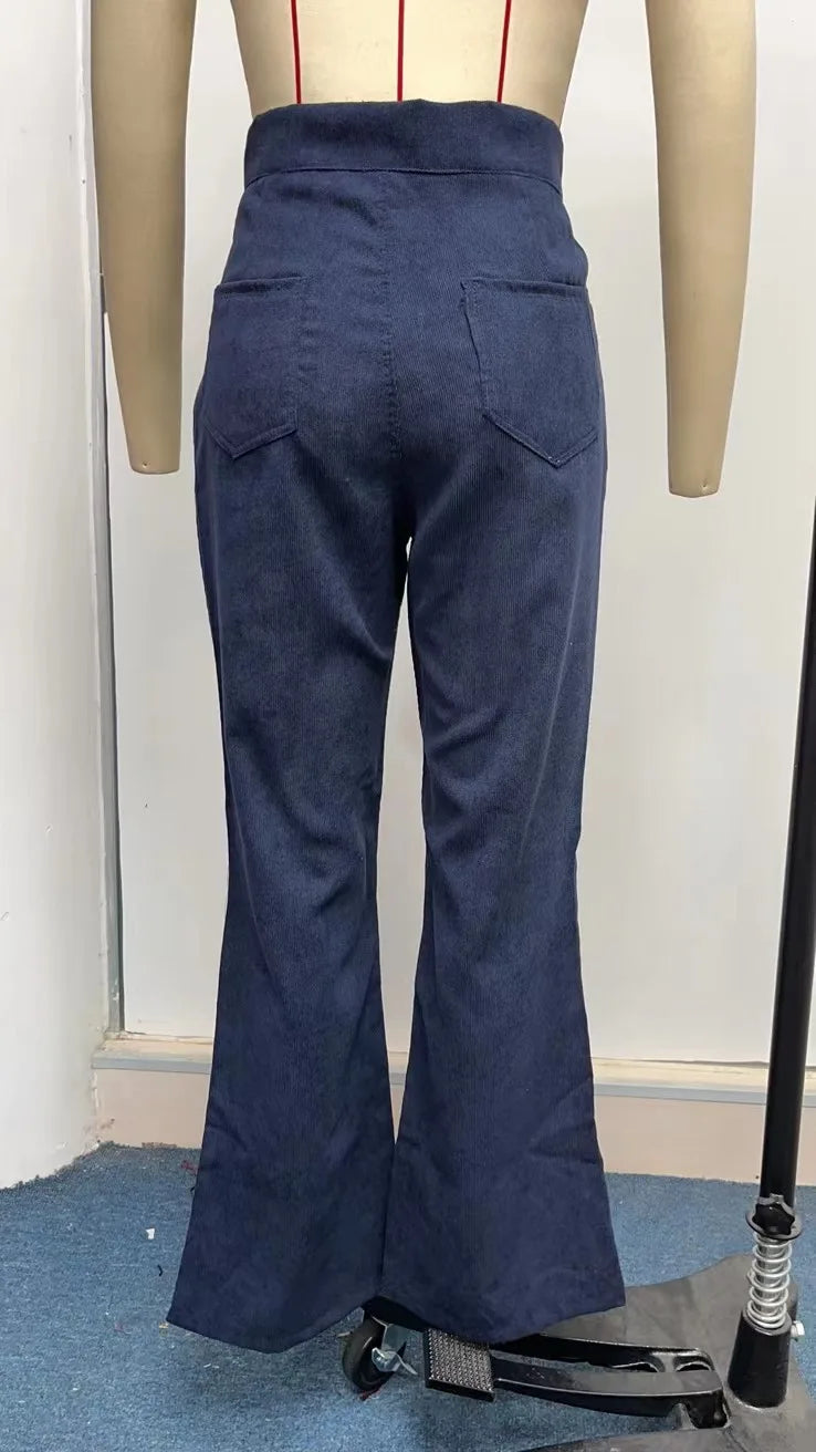 Women's Pants Spring New Elegant Trousers Bootcut Pant Fashion Slim High Waist Casual Trousers Solid Street Long Flare Clothing