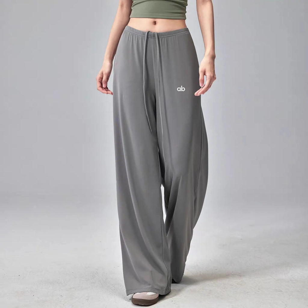 Women Wide Leg Yoga Pants Drawstring Loose Drape Straight Leg Long Pants Fitness Running Pilates Training Sports Trousers