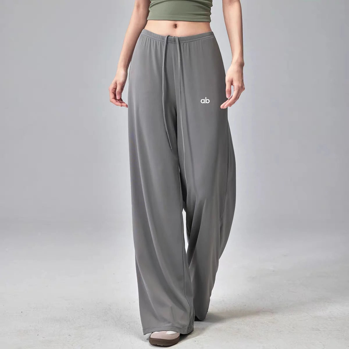 Women Wide Leg Yoga Pants Drawstring Loose Drape Straight Leg Long Pants Fitness Running Pilates Training Sports Trousers