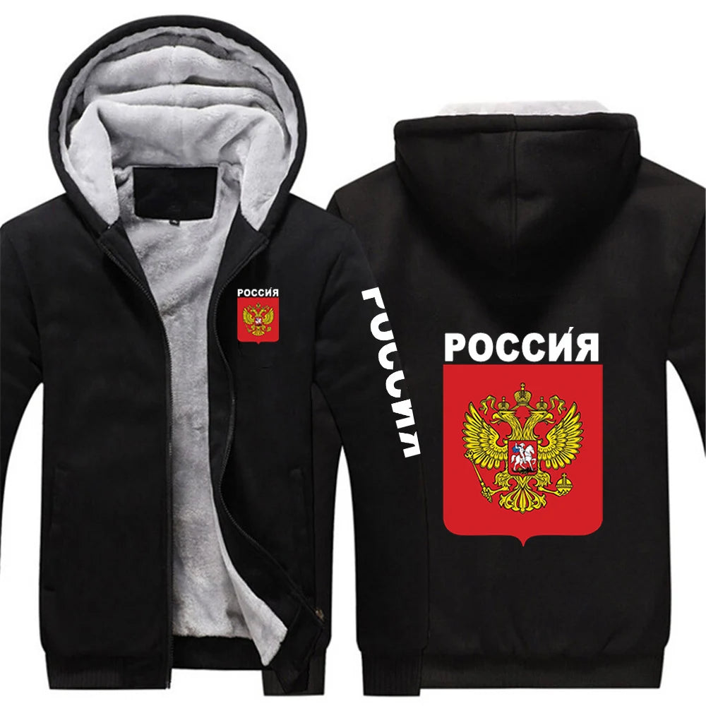 2025 Russia Badge Jacket Autumn And Winter Man's Cold Resistant Mountaineering Clothing Coat Russian Flag Logo Print Hoodies