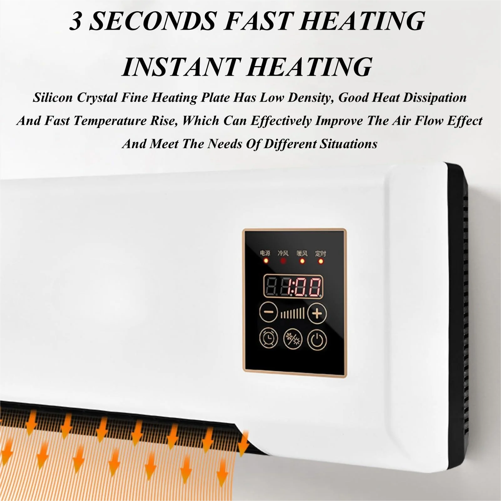 Heater 110V220V, European, Australian and American standards Warm air Wall-mounted electric heater Household bathroom Bedroom