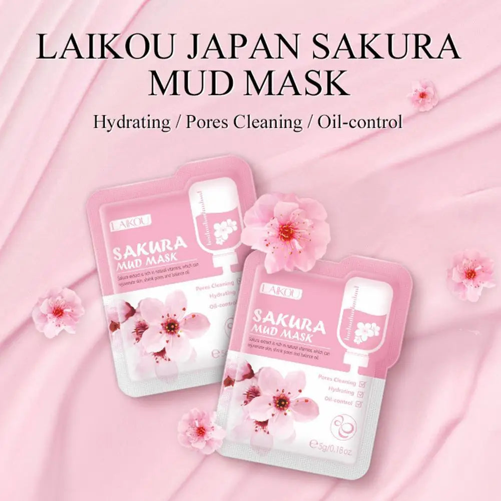 Sakura Mud Mask Brightening Hydrating Face Mask Skin Clean Facial Cleansing Clay Hydrating Anti Wrinkle Skincare 1/5/10pcs