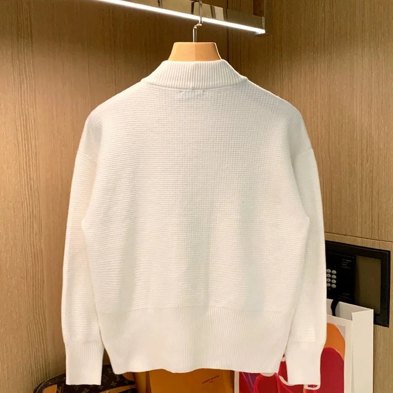 Vintage Elegant Men Knitted Cardigan Sweater  Autumn Winter Business Temperament V-neck Knitwear Fashion Loose Knit Coat