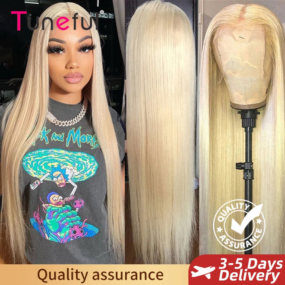 13x6 HD Transparent 613 Blonde Lace Frontal Human Hair Wigs Brazilian Straight Lace Front Human Hair Wigs Can Be Dyed Any Color