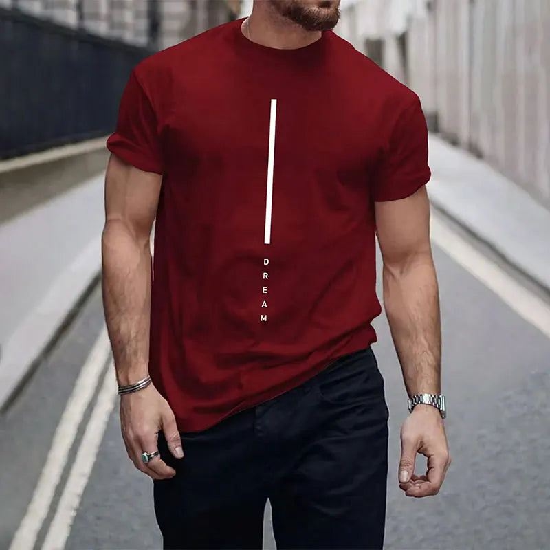 2024 New Pure Black Men's Short-sleeved T-shirt Simple Letters Printed Round Neck T-shirt Street Casual Temperament Men's Tops
