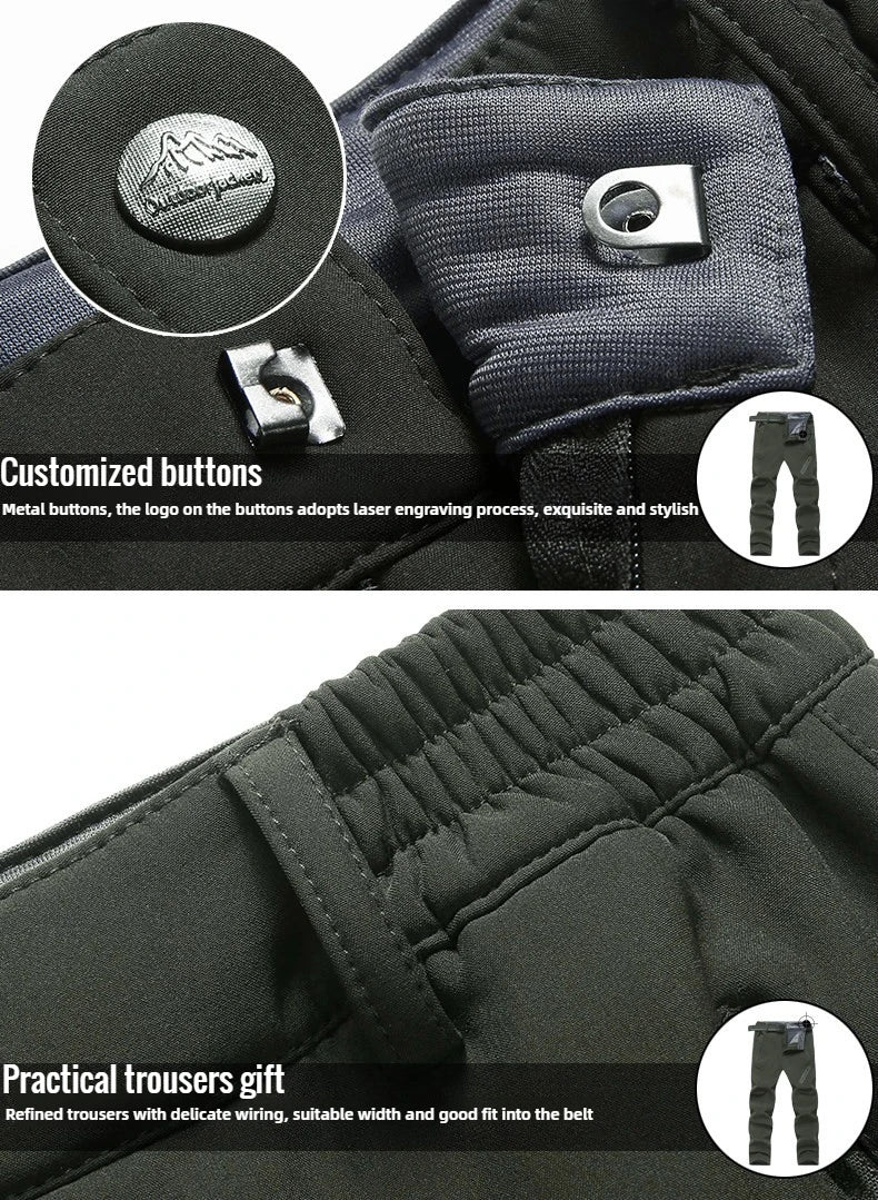 2026 Big Size Waterproof Pants Men Soft Shell Fleece Warm Trousers Male Outdoor Plus Large 9XL 4XL 8XL Work Winter Autumn Black
