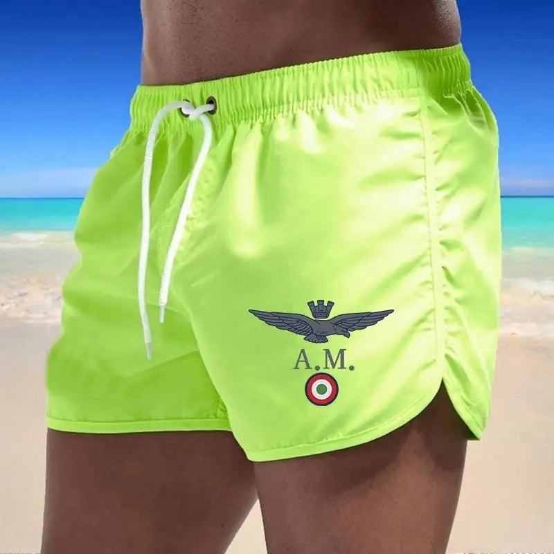 2024 Men's Fashion Printed Swimming Shorts Quick-Drying Beach Suit Breathable Drawstring Pocket