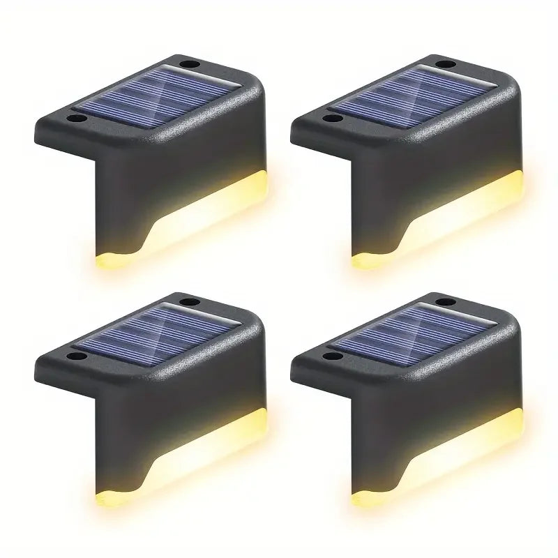 1/4PCS Solar LED Deck Lights Waterproof Outdoor Step Fence Lighting for Patio Yard Stairs Automatic Dusk-to-Dawn L-Shaped Design