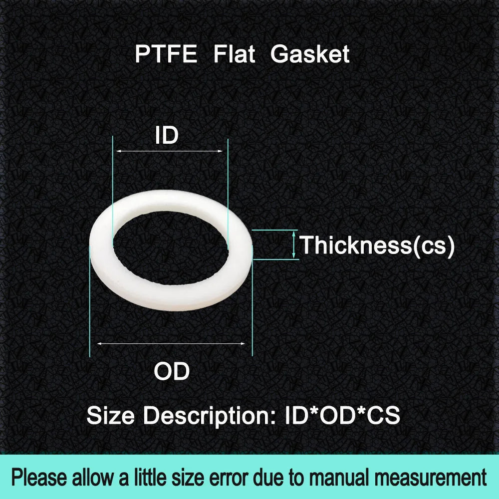 Hard PTFE Gasket Flat Washer Thickness 1.25mm ID 3mm~150mm Resistant to High&Low Temperature Anti-aging For Flange ID*OD*CS