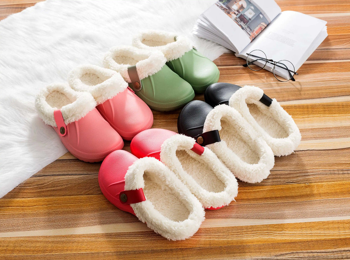 Evshine Warm Winter Man Slippers Antislip Waterproof Men Slippers Warm Comfy Clogs Fuzzy Fur Shoes Classic Plush Bedroom Slipper