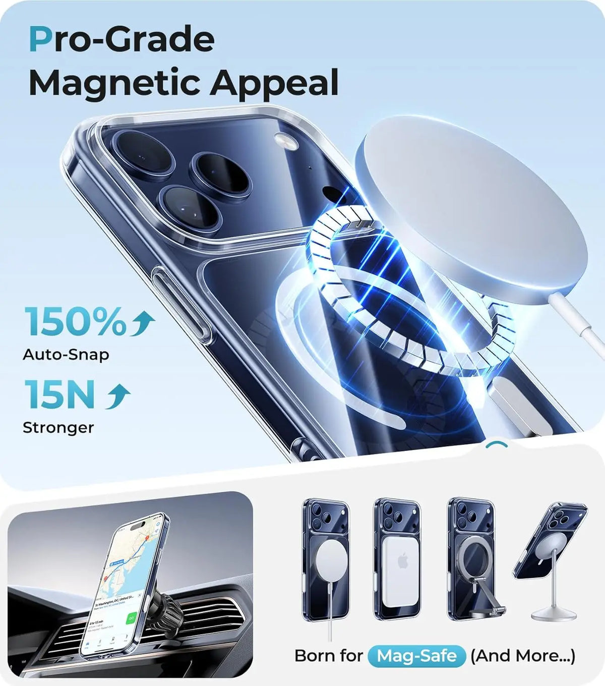Transparent Magnetic Case For iPhone 17 16 Pro Max 15 14 Plus Wireless Charge Cover 13 12 Mini 17 Air Magsafe Protection Case