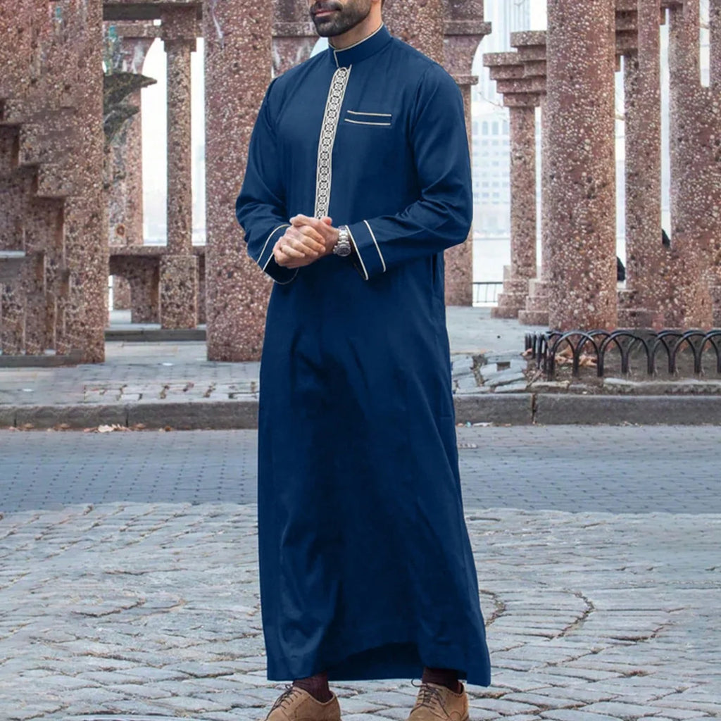 Islam Kaftan Muslim Men Clothing Moroccan Caftan Hand Embroidered Loose and Breathable Djellaba Abaya Thobe for Men Summer 2024