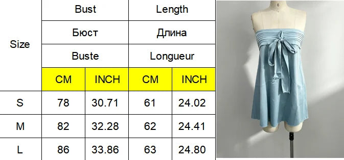 Women's Satin Bow Party Mini Dress Backless Strapless Sleeveless Short Robes Vacation Slim Fit Vestidos 2026 New Lady Streetwear