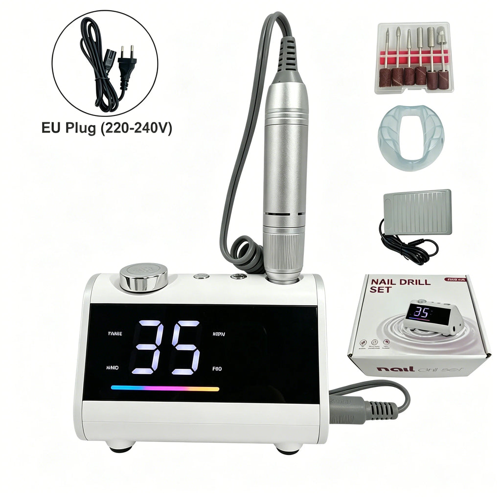 65W 35000 RPM Nail Drill Professional Manicure Machine Electric Nail Drill E-File Pedicure Equipment With Cutters Manicure Set