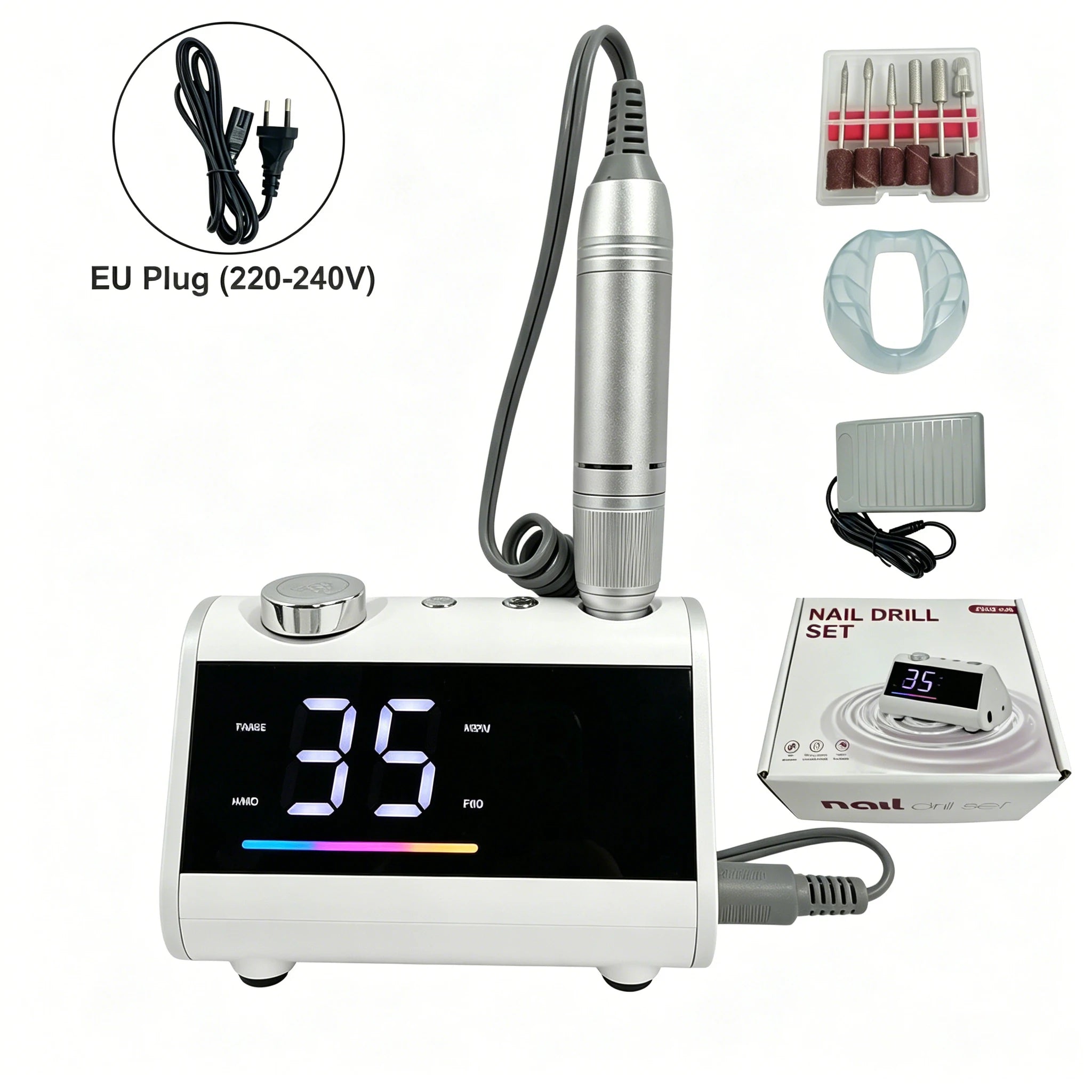 65W 35000 RPM Nail Drill Professional Manicure Machine Electric Nail Drill E-File Pedicure Equipment With Cutters Manicure Set