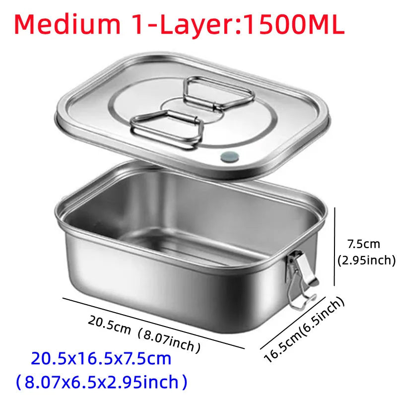 304 Stainless Steel Lunch Box Food Container Bento Box For Kids Adult Double Layer Large Capacity Tableware Food Storage Box
