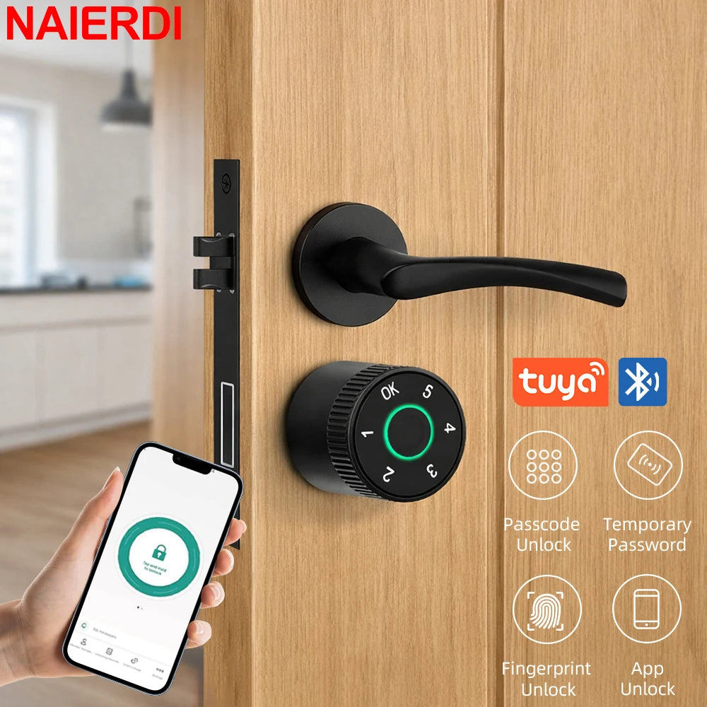 NAIERDI Smart Lock Cylinder Tuya App Fingerprint Password Unlock Electronic Door Lock Core Upgrade for Mechanical Home Lock