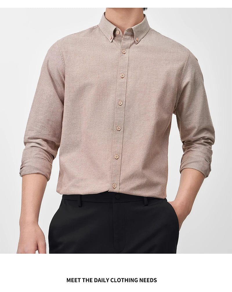 New 100% Pure Cotton Striped Shirt For Men's Long Sleeve Casual Regular Fit Soft Comfortable Business Social Shirts Men Clothing