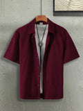 Men's Beach Casual Wear: Bubble Fabric Shirt Set, Loose Fit, Turn-down Collar, Buttoned Cardigan, Men's Cotton Summer Daily Apparel