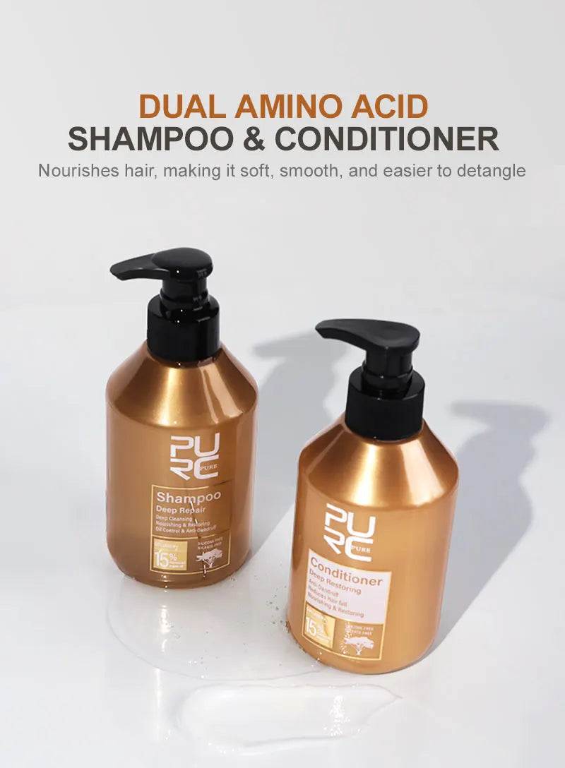 PURC Morocco Argan Oil Shampoo and Conditioner Sets Sulfate-Free Smoothing Keratin Hair Treatment Repair Damaged Frizz Hair Care