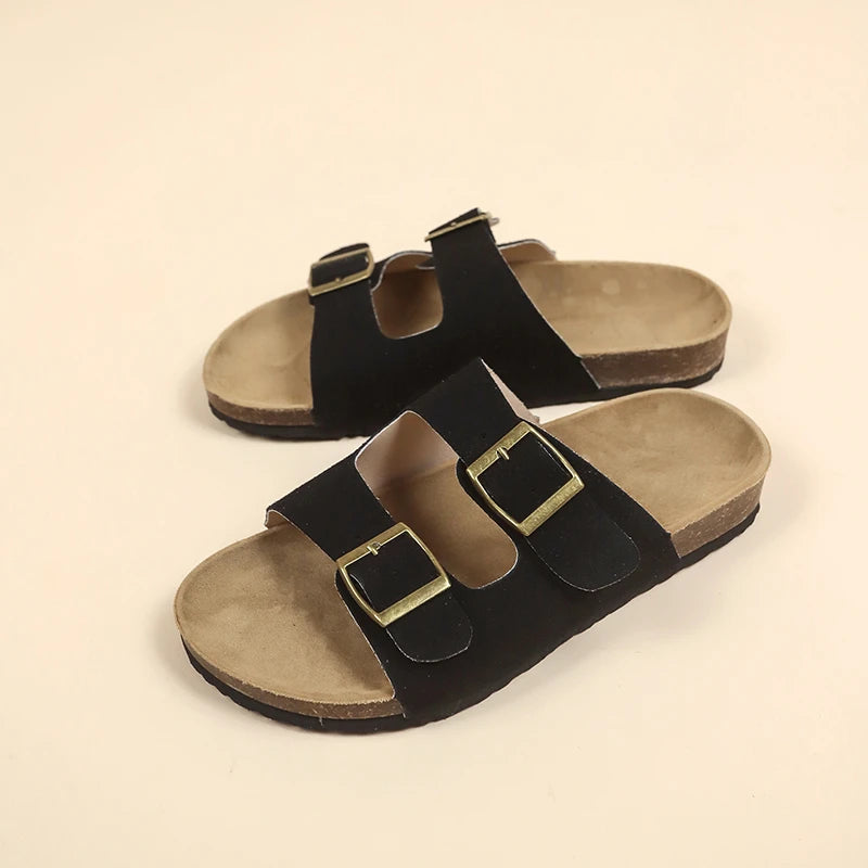 Flat Slippers For Women 2025 New Luxury Men Indoor Bottom Non Slip Cork Slippers Women's Beach Outdoor Home Flip Flops Sandals