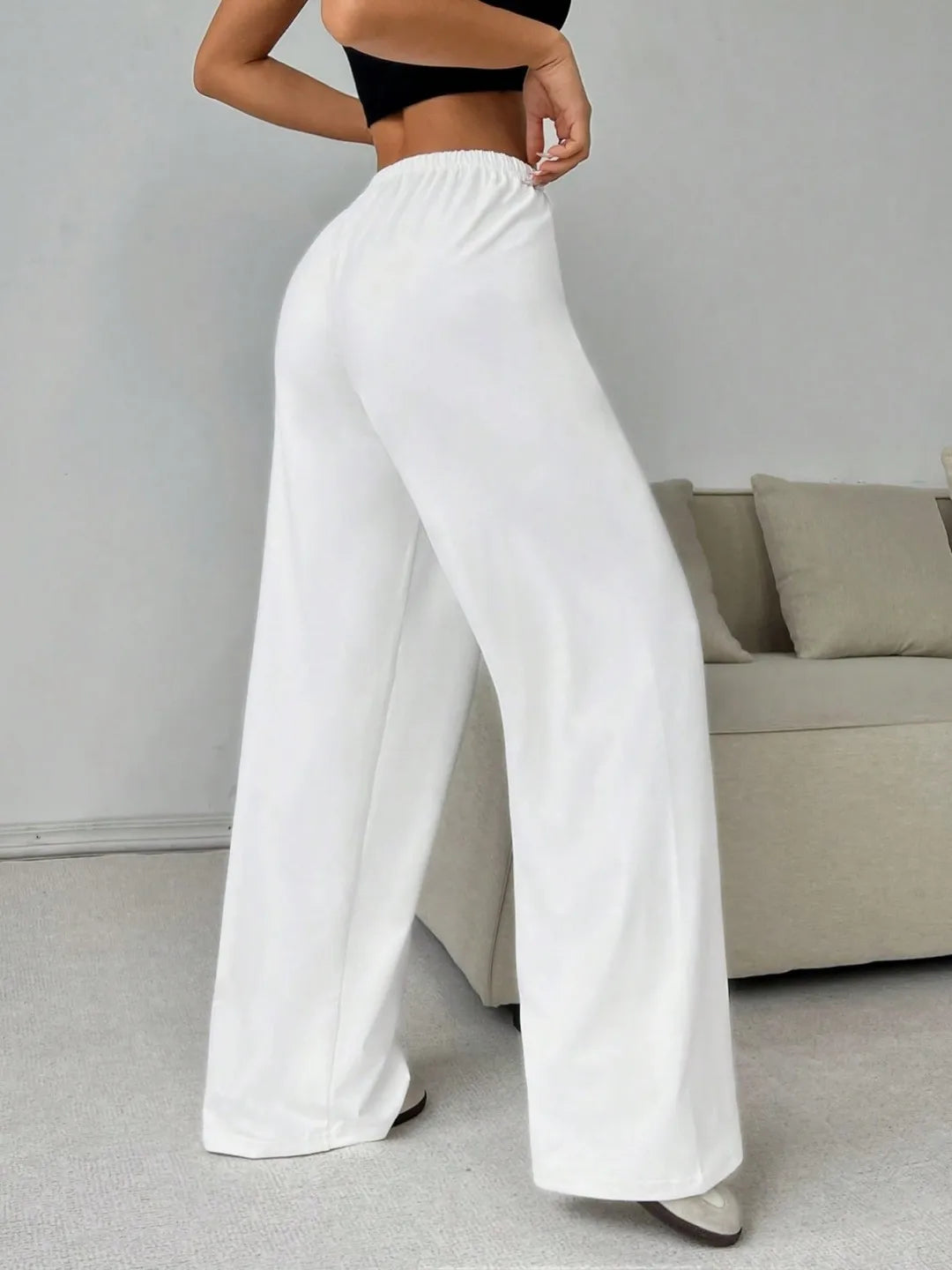 2026 Women's Casual Four Seasons Comfortable Loose Woman Pants Solid  Drawstring Elastic Belt Wide Leg Running Chic Women Pants