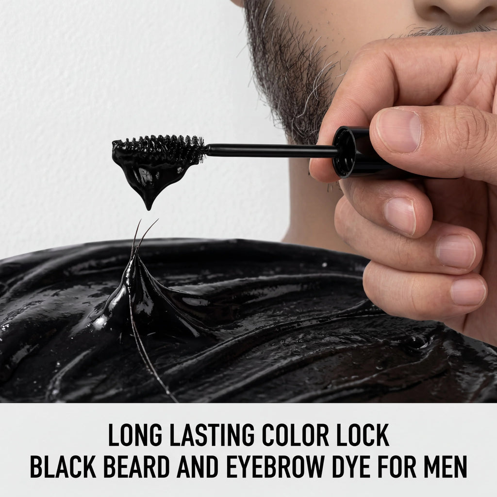 Black Beard Dye Gel Stick Men Eyebrow Touch Up Gel Temporary Beard Dye Natural Black Beard Color Stick Castor Oil Beard Gel 12ml