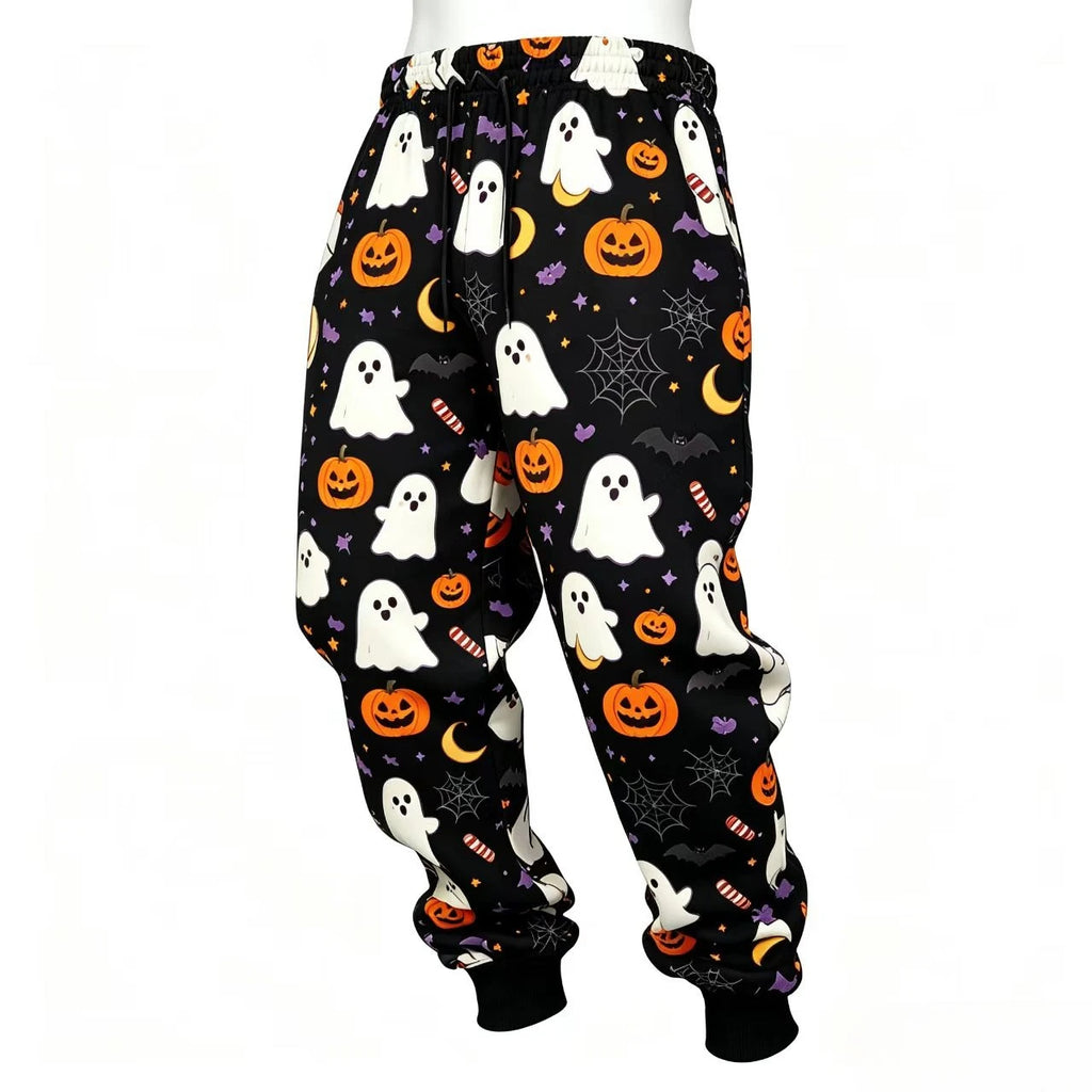 Halloween  new men's printed sweatpants, teens joggers, comfortable loose fit drawstring pants, unisex fashionable casual pants