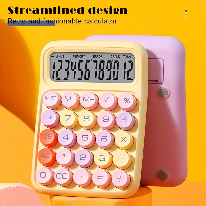 1pc 12-digit large LCD display and big round button desktop calculator for flexible keyboard calculator for office, school