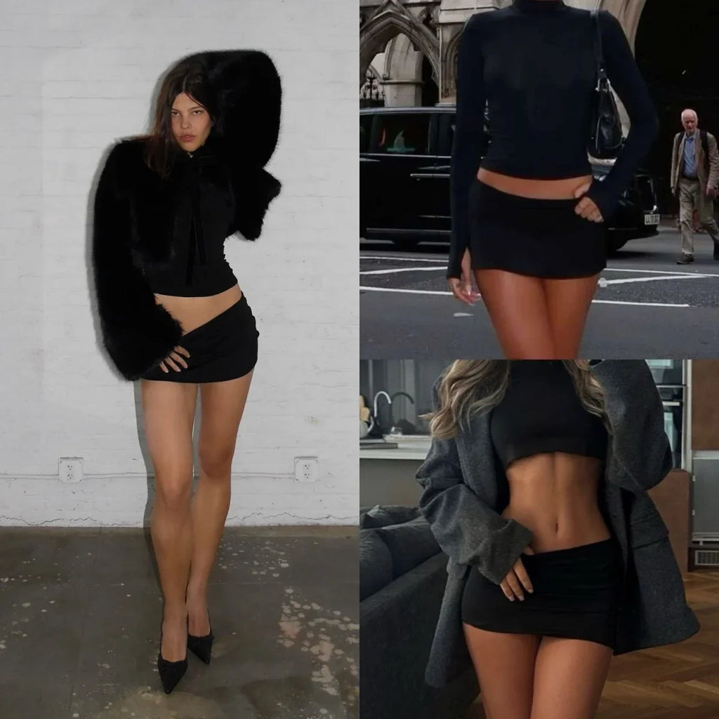 Low-Waist Ultra-Short Skirt Pants, Tight-Fitting Mini Skirt with Built-In Safety Shorts to Prevent Exposure