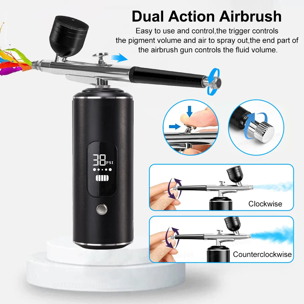 Nails Art Painting Airbrush With Compressor For Cake Decoration Makeup Manicure Nail Airbrush Portable Varnish Paint Sprayer Gun
