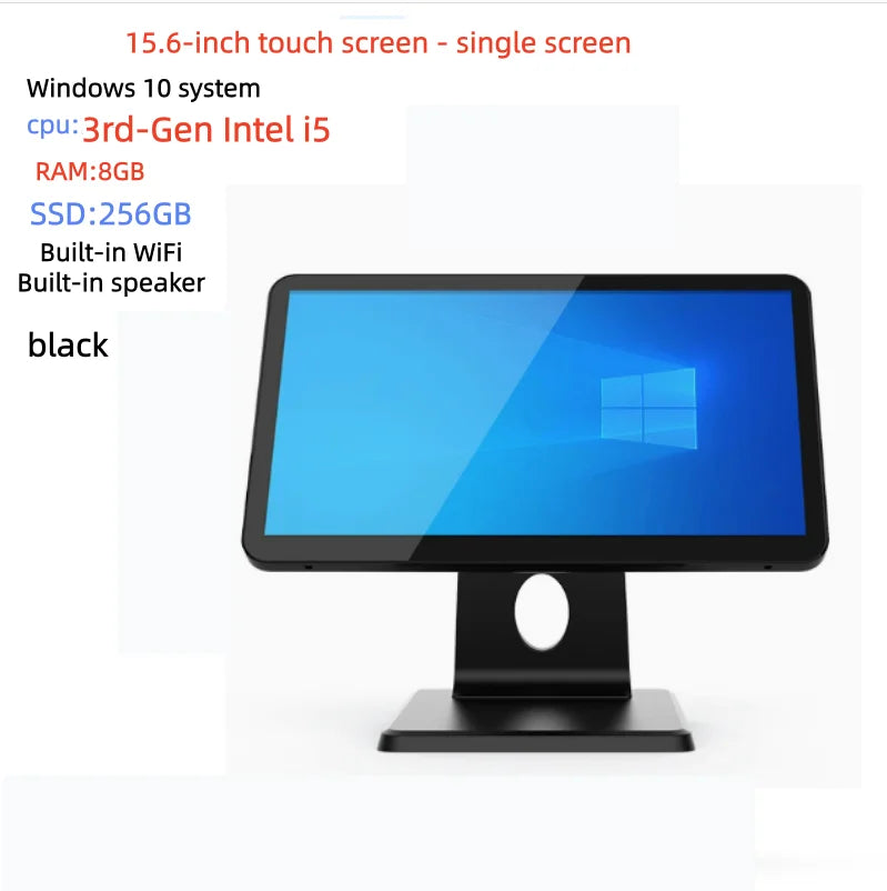 2026 New Product -15.6 Inch Single Screen Window POS System, Desktop Cash Register CPU 4th Gen I5 4G RAM 8GB SSD 256GB