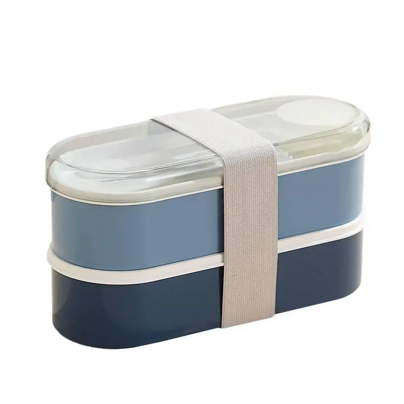 Double Layer Portable Lunch Box Set with Fork And Spoon Microwave Safe Bento Food Storage Container Dinnerware for Picnics And W