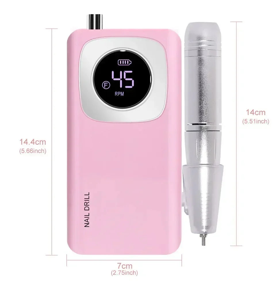 Original 45000RPM Professional Rechargeable Electric Nail Drill Machine Portable Cordless Nail File For Acrylic Gel Nails Remove