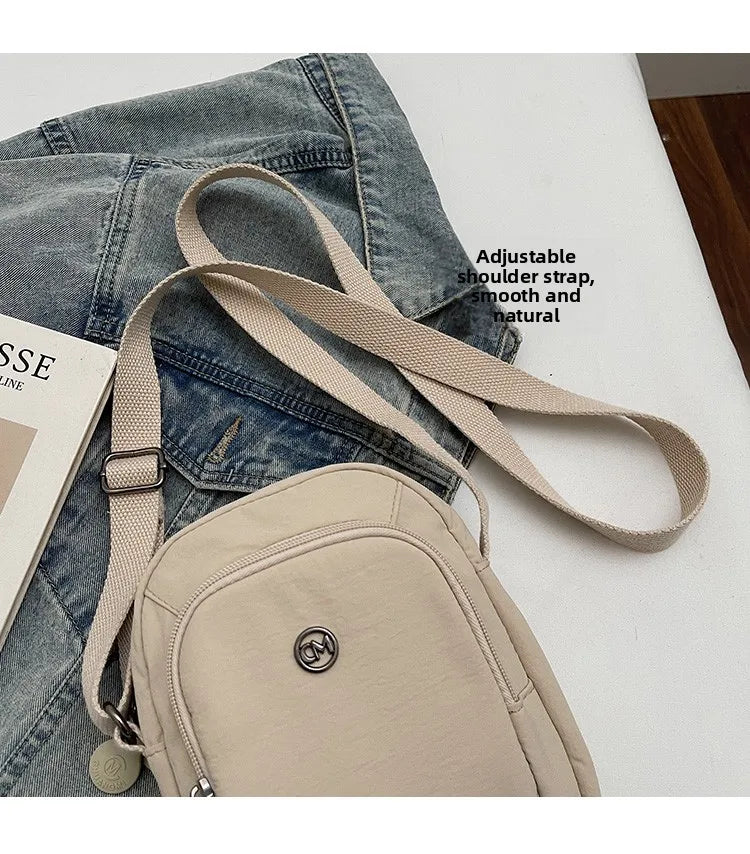 Waterproof Nylon Mobile Phone Bag Portable  Three-Layer Coin Purse Crossbody Bag for Youth Casual Simple Style Functional...