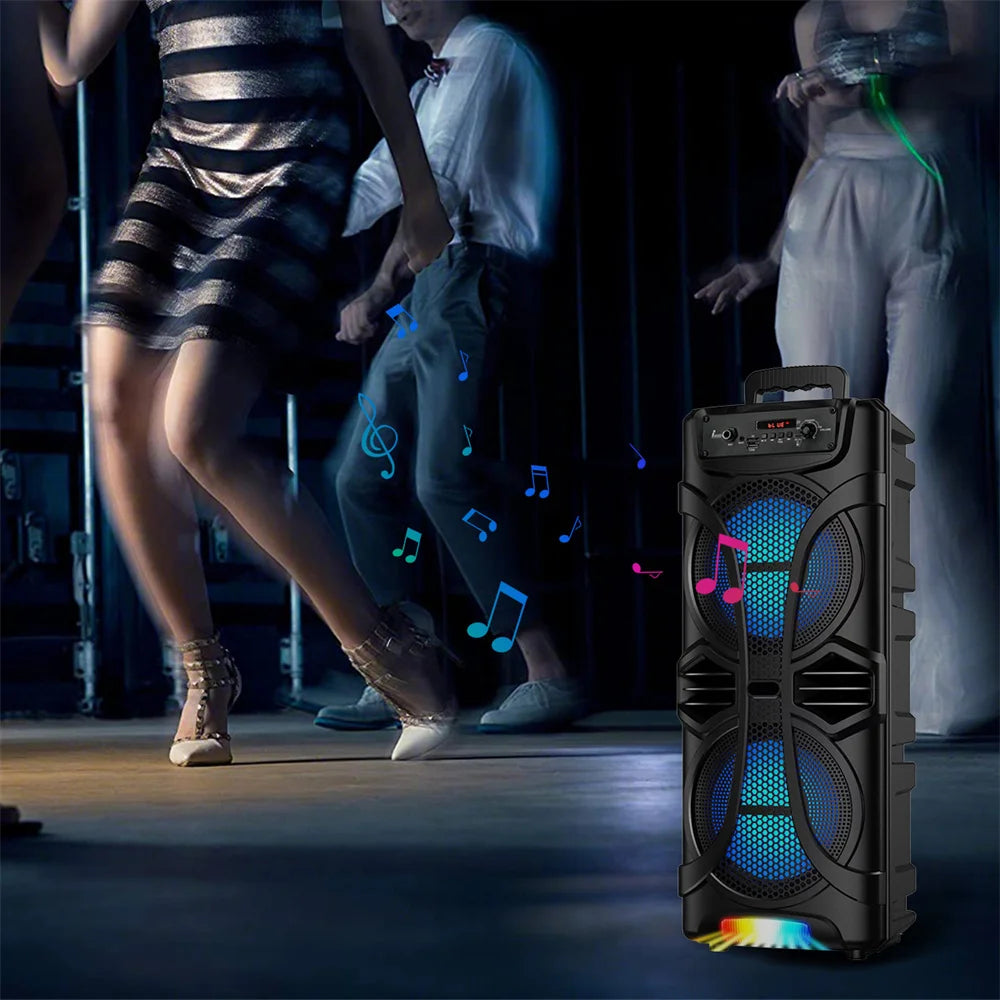 6000W Portable Party Bluetooth Speaker Sound System  Rechargeable Outdoor Loud Karaoke Dual 8 " Speaker