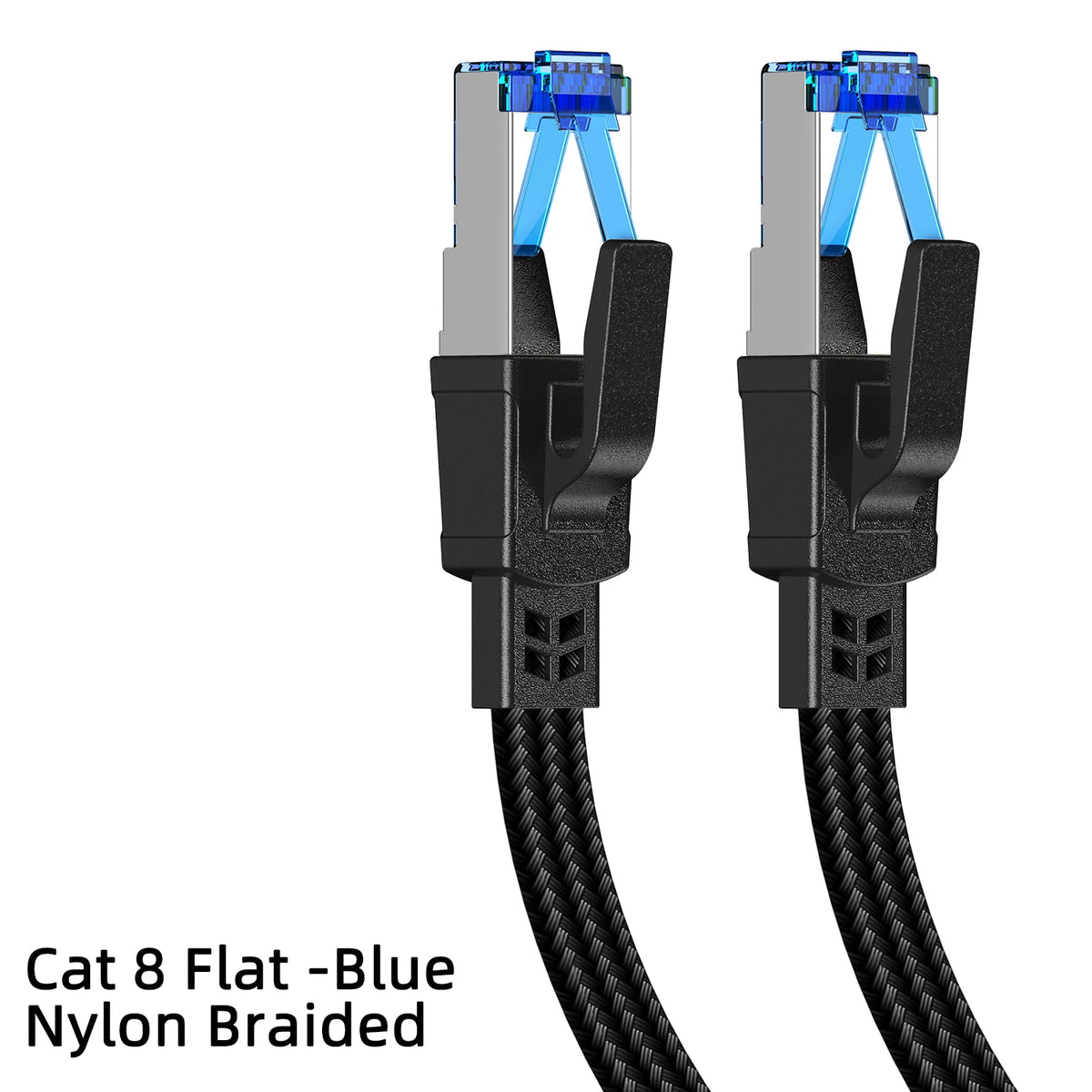 Ethernet Cable Cat 8 40Gbps Nylon Braided Flat LAN RJ45 Cable for Router Modem Laptop PC PS5 High Speed 1M 2M 8M 30M