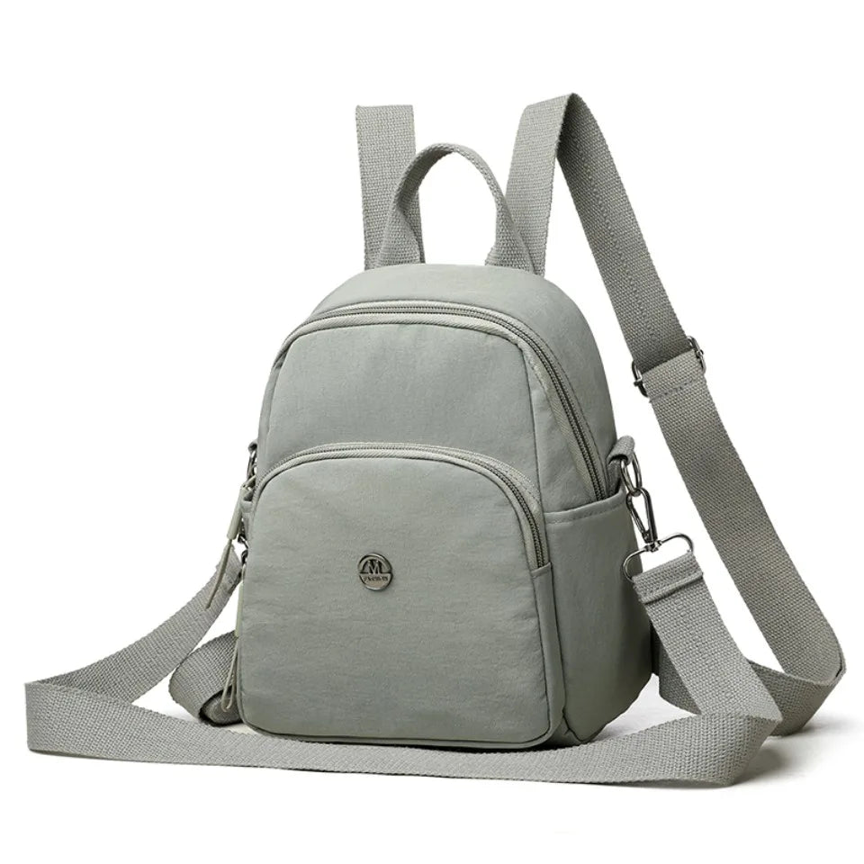 Solid Color Nylon Backpack Lightweight Travel School Bag Fashion Daypack for Work Small Travel Bag Multi-functional Shoulder Sac