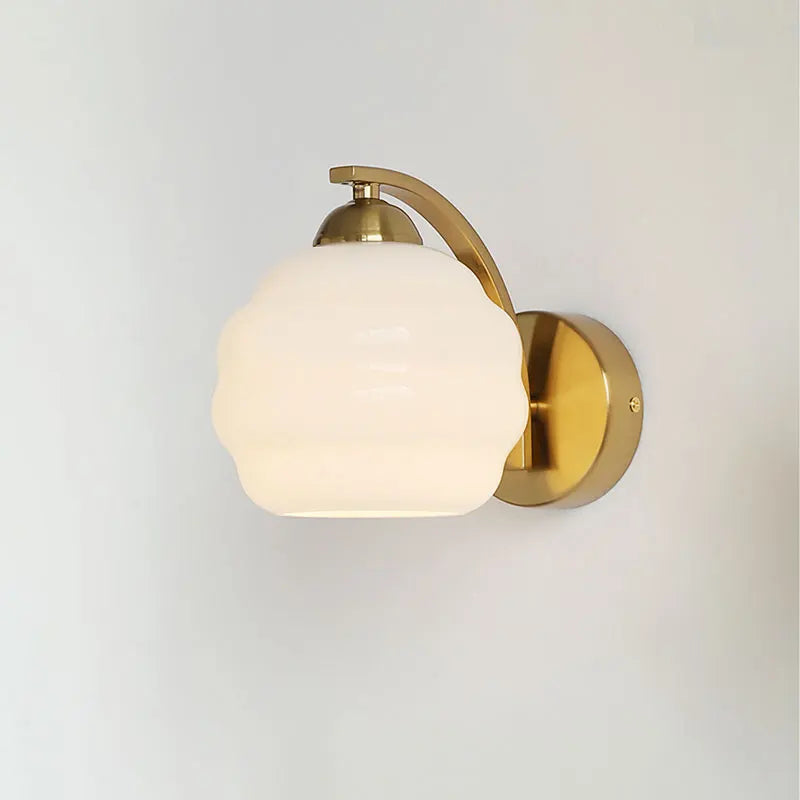 IWHD Milky Glass Ball LED Wall Lamp Sconce Iron Wrount Bedroom Living Room Bathroom Mirror Light Nordic Modern Wandlamp Applique
