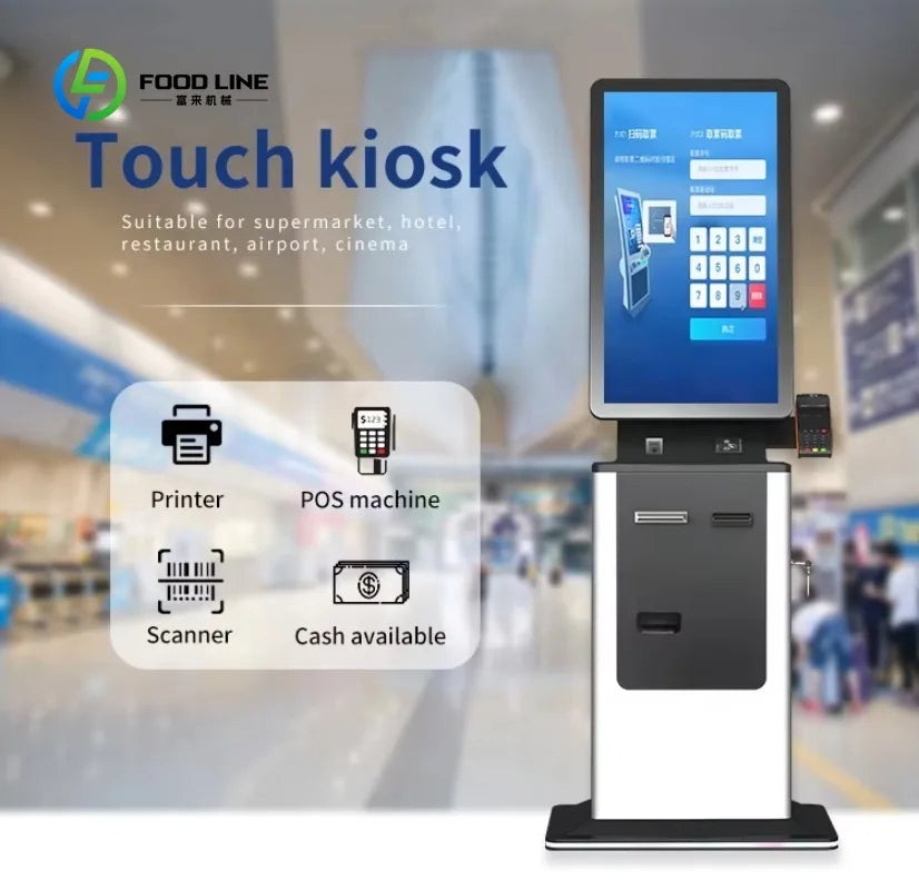 Customized 27 Inch ATM Cash Coin Acceptor Kiosk - Self-Service POS Terminal with Health & Parking Inquiry