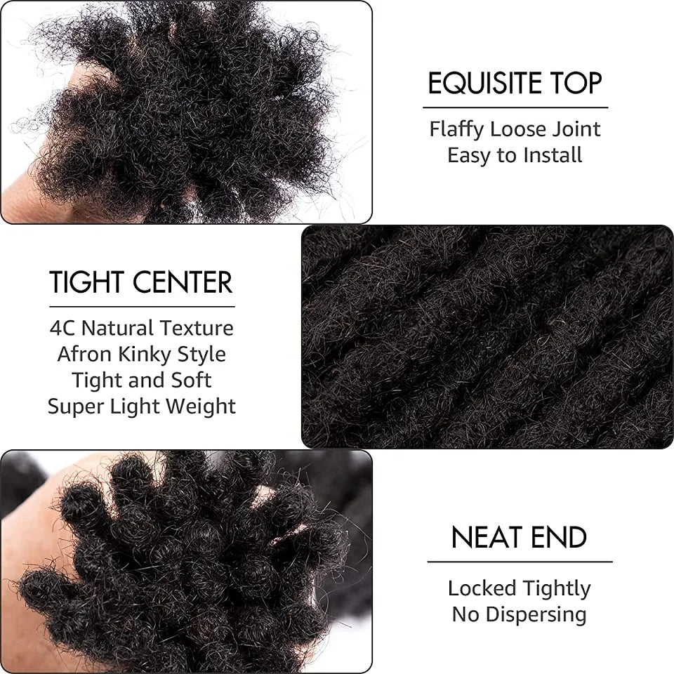 Dreadlocks Brazilian Human Hair Strand Crochet Braid Hair Loc Extension 0.6 0.8 CM Kinky Braiding Bundles Microlocks Wholesale
