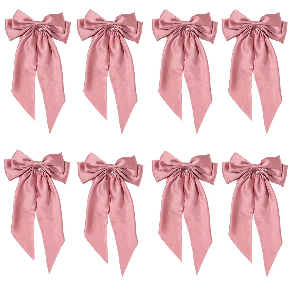8 Ladies Satin Large White pink Red Blue Black Ribbon bow Oversized bow Long tail hair clip spring clip ponytail Hair accessorie