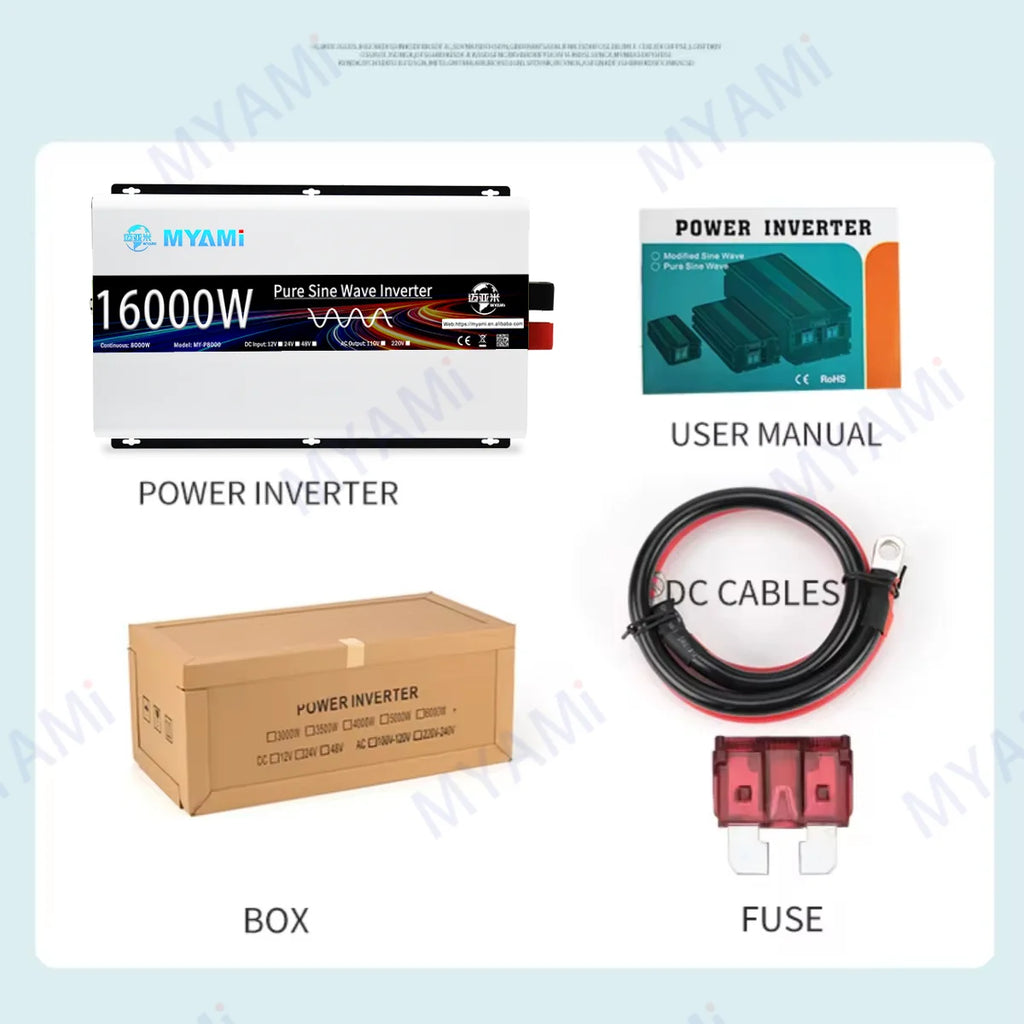 Myami 8000w Peak Solar Power Inverter 16000w Dc 24v 48v Ac 110v 220v Off-grid Pure Sine Wave Air Conditioner Motor Industrial