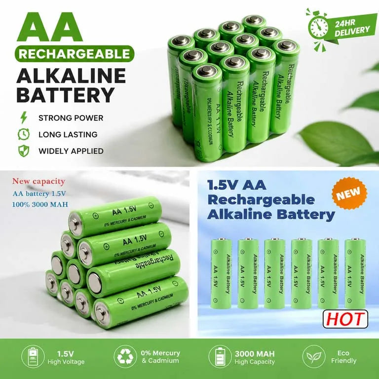 1.5V AA 3000mAh High Capacity Rechargeable Batteries Long Lasting for Toy Camera Remote Flashlight Wireless Mouse